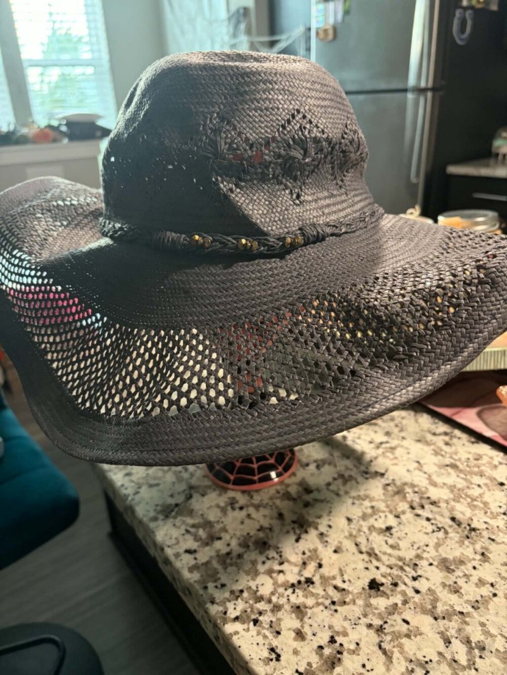 Lauren by Ralph Lauren Black Straw Sun Hat